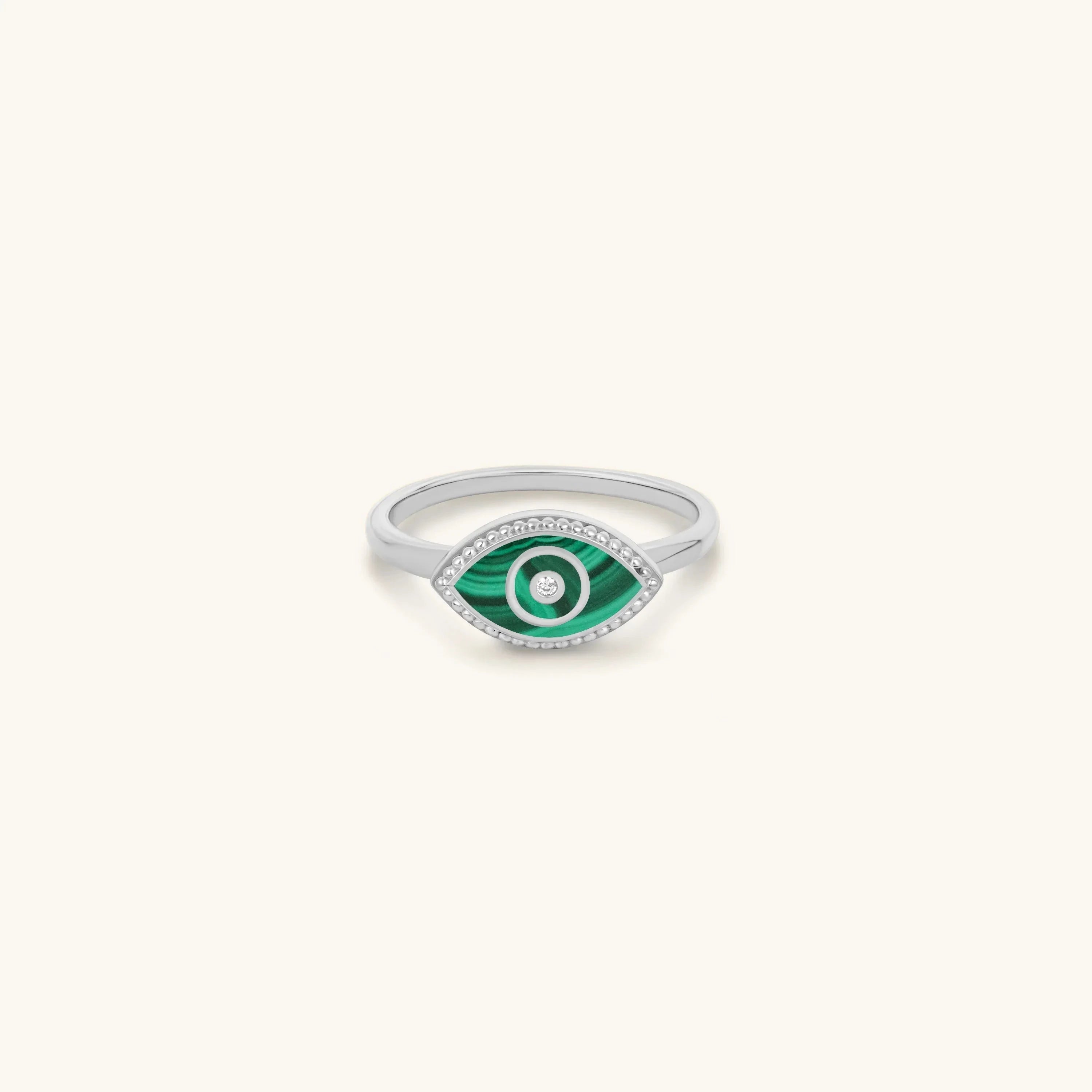 Clear Ambitions Malachite Evil Eye RingRings - Womens