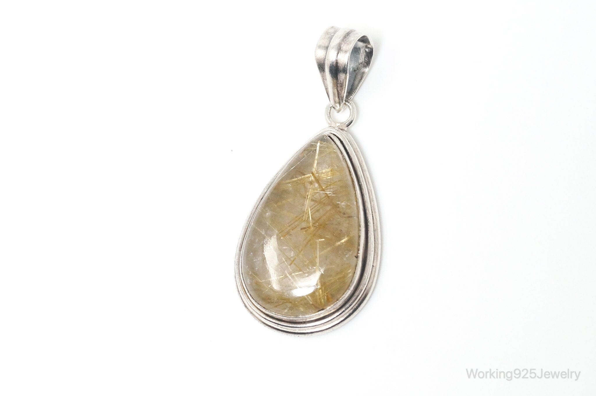 Vintage Rutilated Quartz Sterling Silver Southwestern Necklace PendantJewelry > Necklaces > Pendants