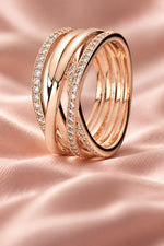 Rose Gold Entwined Zircon Ring - 925 Sterling Silver - AtPerry's lifestyle photo