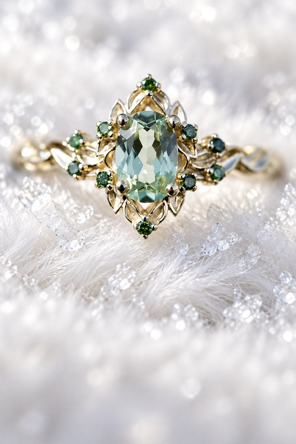 Luxury Flower-Shaped Green Stone Ring - AtPerry's lifestyle photo