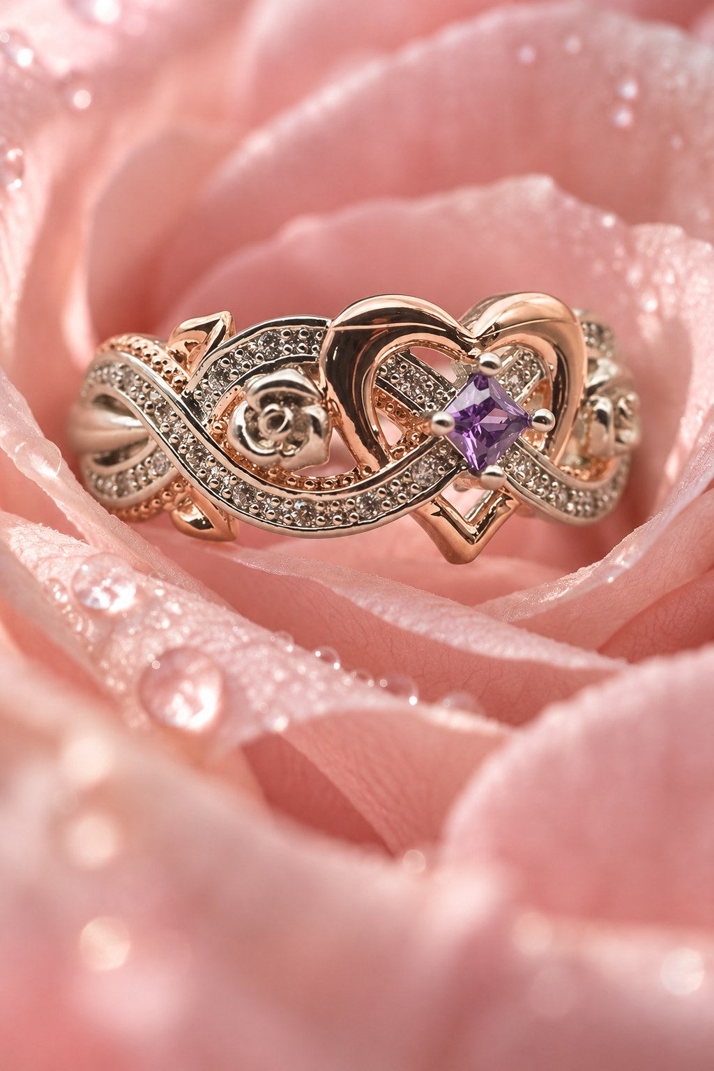 Heart Infinity Love Amethyst Ring - 925 Sterling Silver - AtPerry's lifestyle photo