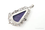 Vintage Purple Charoite Sterling Silver Floral Scroll Statement Necklace PendantJewelry > Necklaces > Pendants
