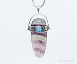 Vintage Purple & Green Fluorite Blue Opal Sterling Silver PendantJewelry > Necklaces > Pendants