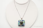 Vintage Paua Abalone Shell Green Stone Sterling Silver NecklaceJewelry > Necklaces > Pendants