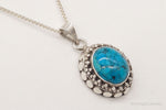 Vintage Turquoise Bali Style Sterling Silver NecklaceJewelry > Necklaces > Pendants