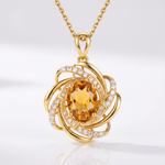 Citrine Pendant Necklace 18K Gold-Plated - AtPerry's