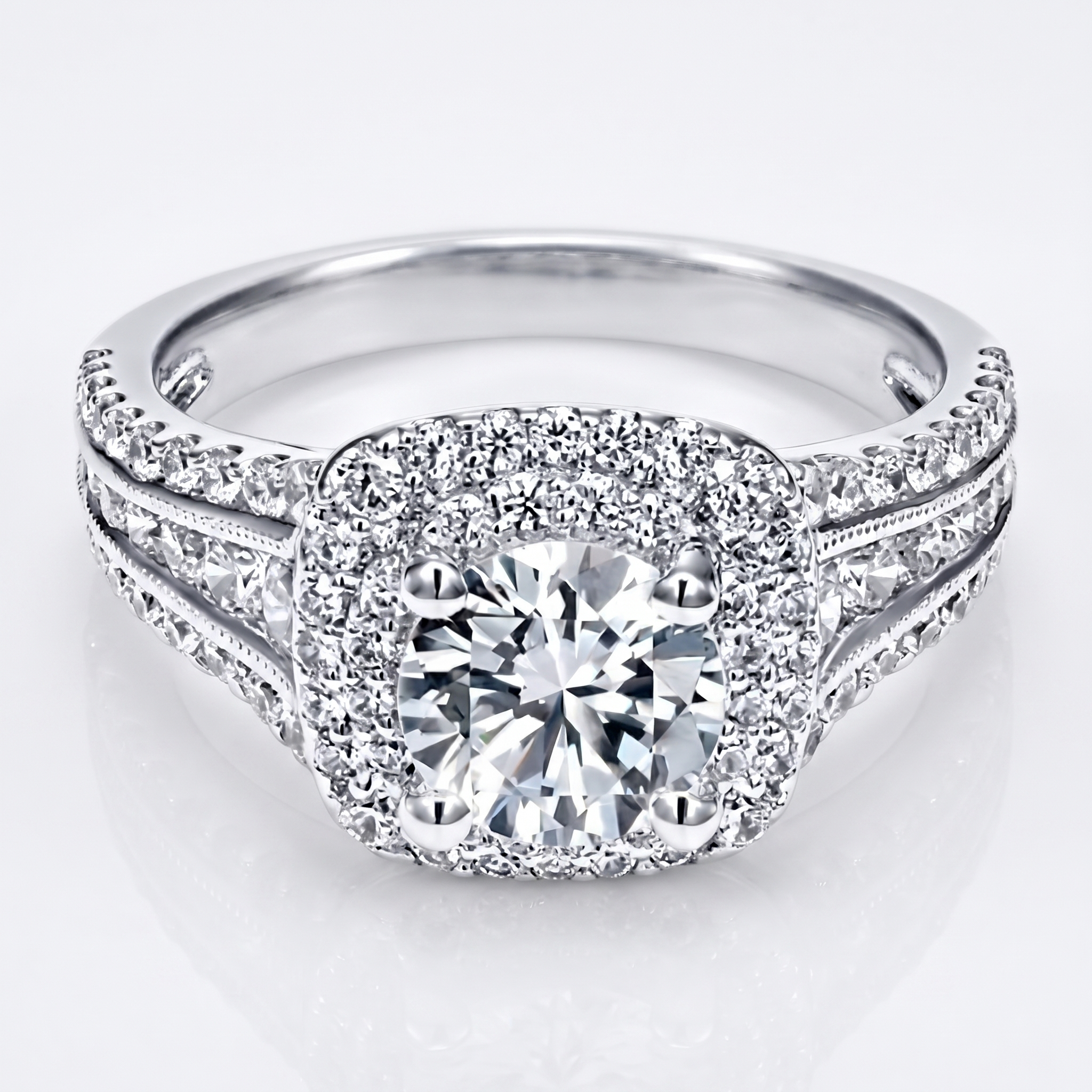 White Gold Square Diamond Ring - AtPerry's Healing Crystals
