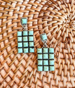 Kingman Turquoise Grid Earrings171 Genuine Turquoise Earrings