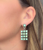 Kingman Turquoise Grid Earrings171 Genuine Turquoise Earrings