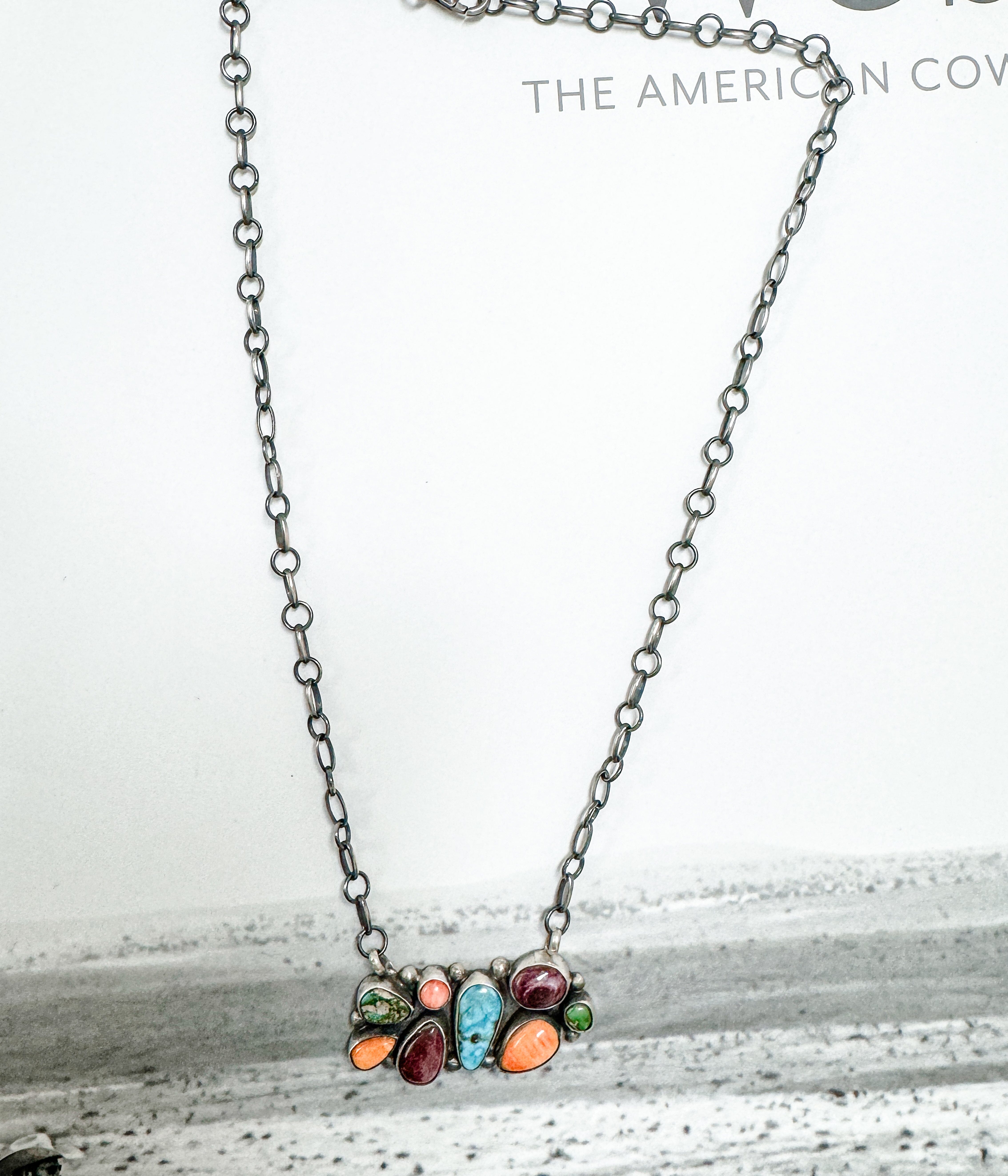 Eight Stone Multi Color Necklace172 Genuine Turquoise Necklace