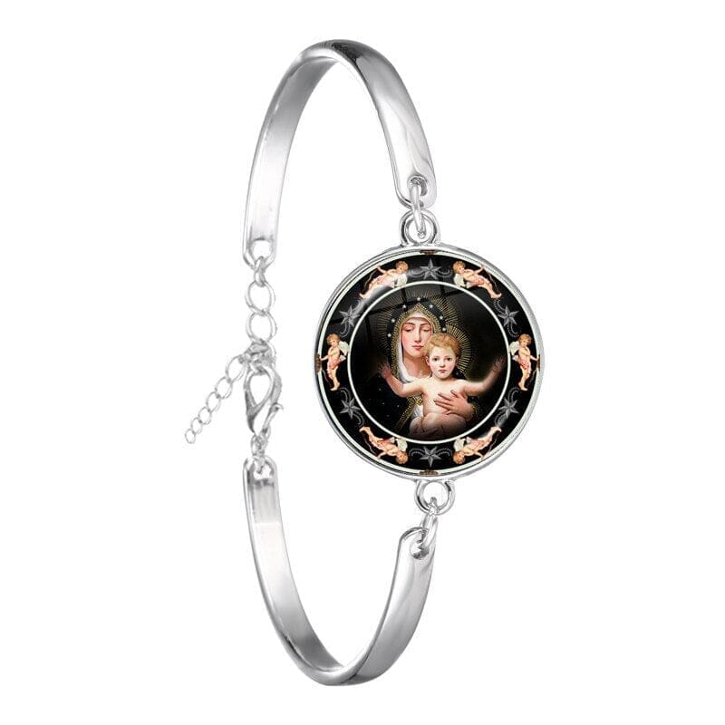 Our Lady of Guadalupe WWJD Glass Dome BraceletBracelet8