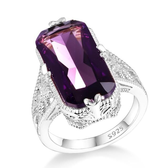 Stunning Big Amethyst Ring - 925 Sterling SilverRing7