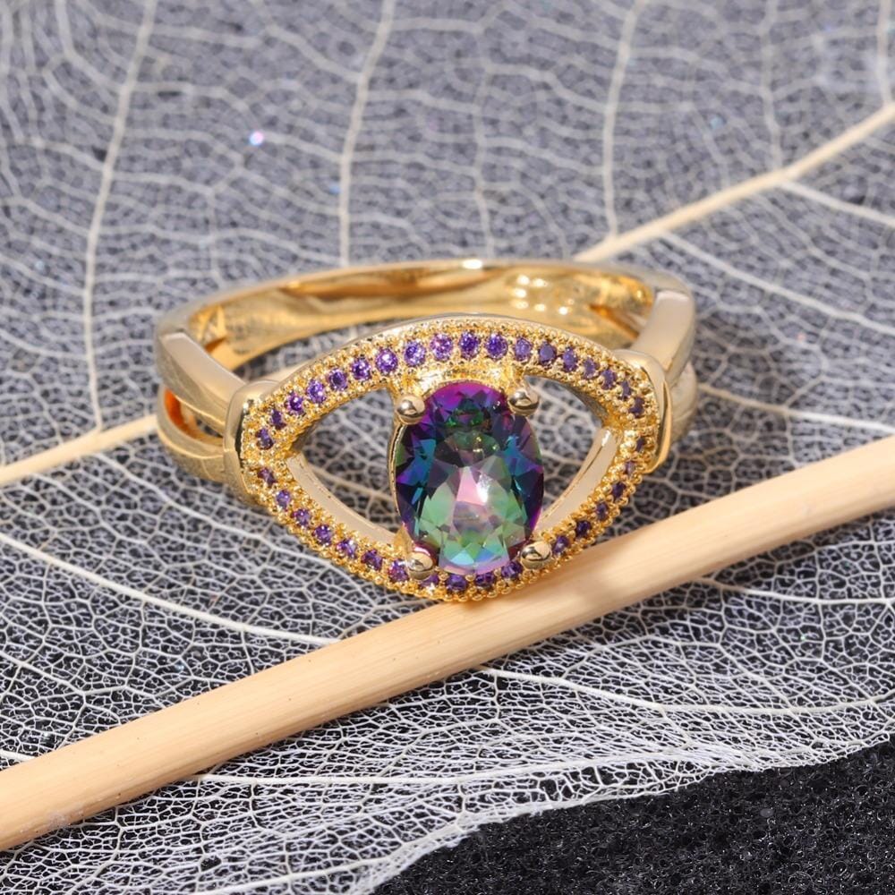 Rainbow Topaz & Crystal RingRing