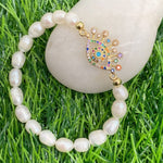 Simple Style Boho Virgin Mary Natural Freshwater Pearl Beaded Handmade WWJD BraceletBracelettype 2217cm