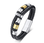 WWJD Fashion Classic Black Woven Leather Inlaid Cross Magnetic BraceletBraceletA7592-Silver