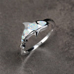 Cute Shark White Fire Opal Ring - 925 Sterling SilverRing