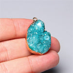 Natural Healing Crystal Blue Aquamarine Quartz Druzy Slice PendantPendant1pc