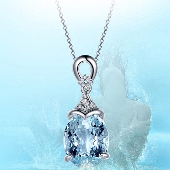 Fine Luxury Blue Topaz Pendant Necklace - 925 Sterling SilverNecklace
