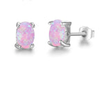 Blue, White & Pink Fire Opal Stone Stud EarringsEarringsPink Opal