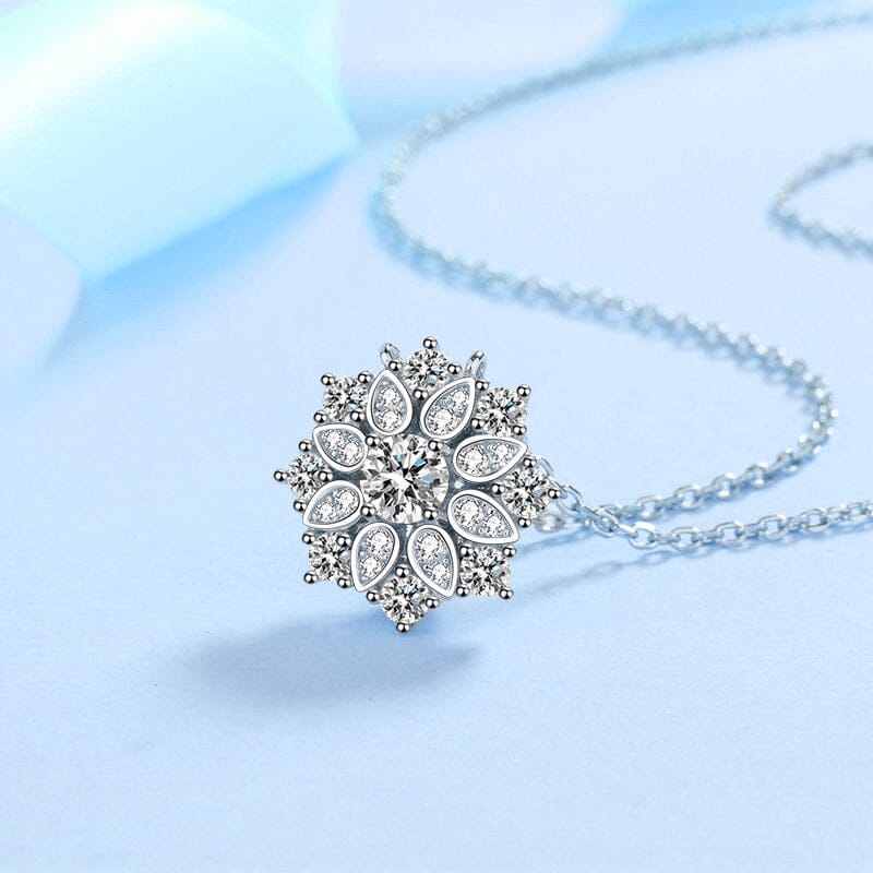 Sunflower Halo Diamond Necklace - 925 Sterling SilverNecklace