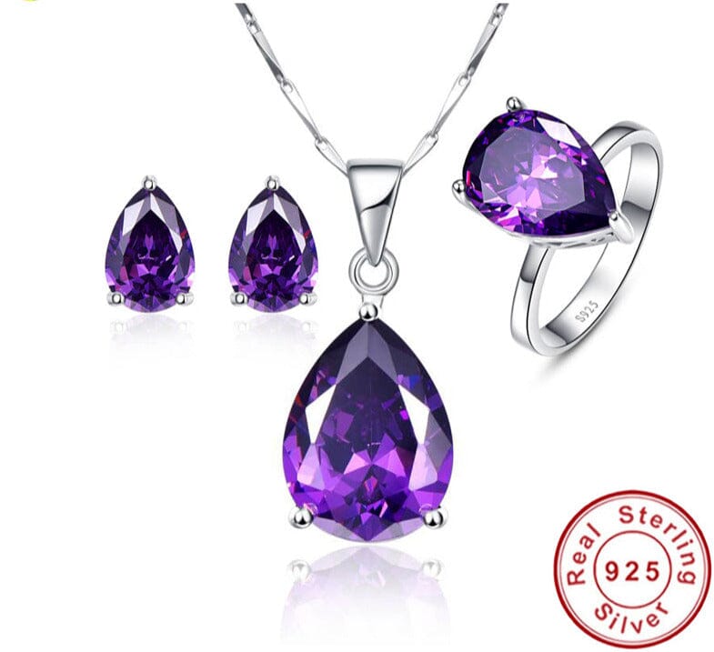 Amethyst Jewelry Set - 925 Sterling Silver – AtPerry's Healing Crystals