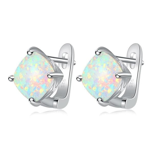Minimalist White Fire Opal Stud EarringsEarrings
