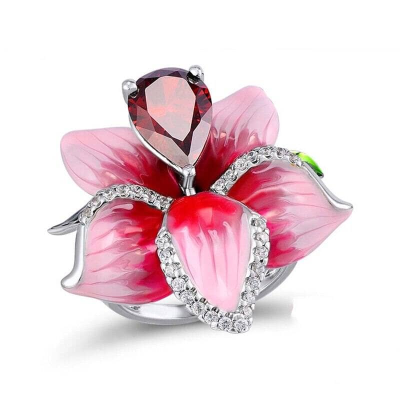 Promise Love Pink Flower Ruby RingRing
