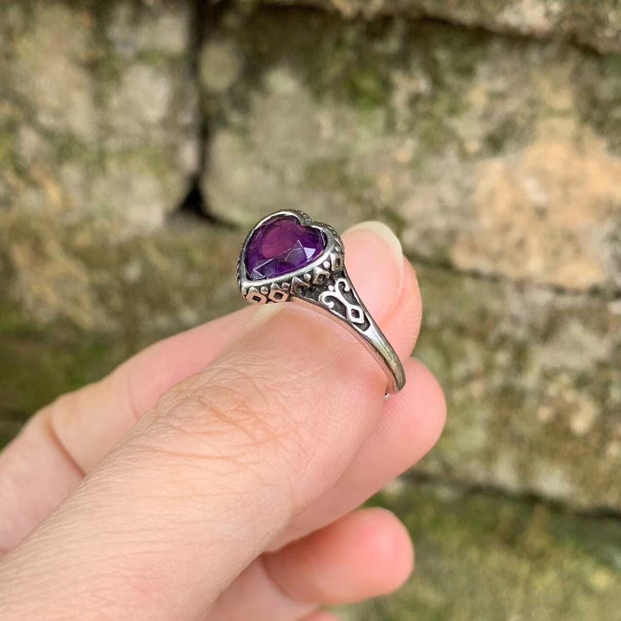 Love Heart Amethyst Adjustable RingRing