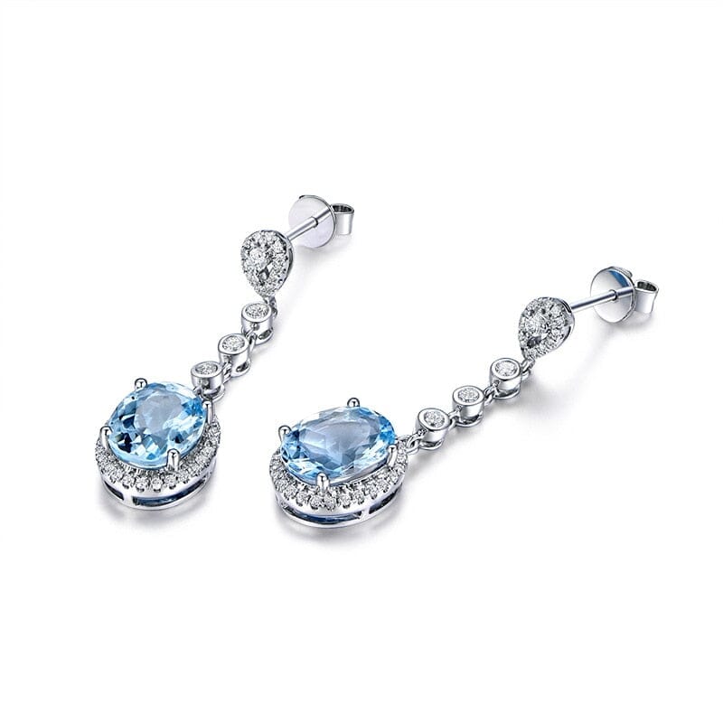 Natural Aquamarine Luxury Drop Earrings - 925 Sterling SilverEarrings