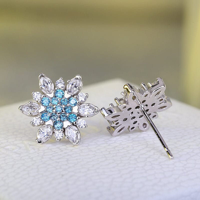 White Zircon Silver Jewelry Snowflake Stud EarringsEarrings