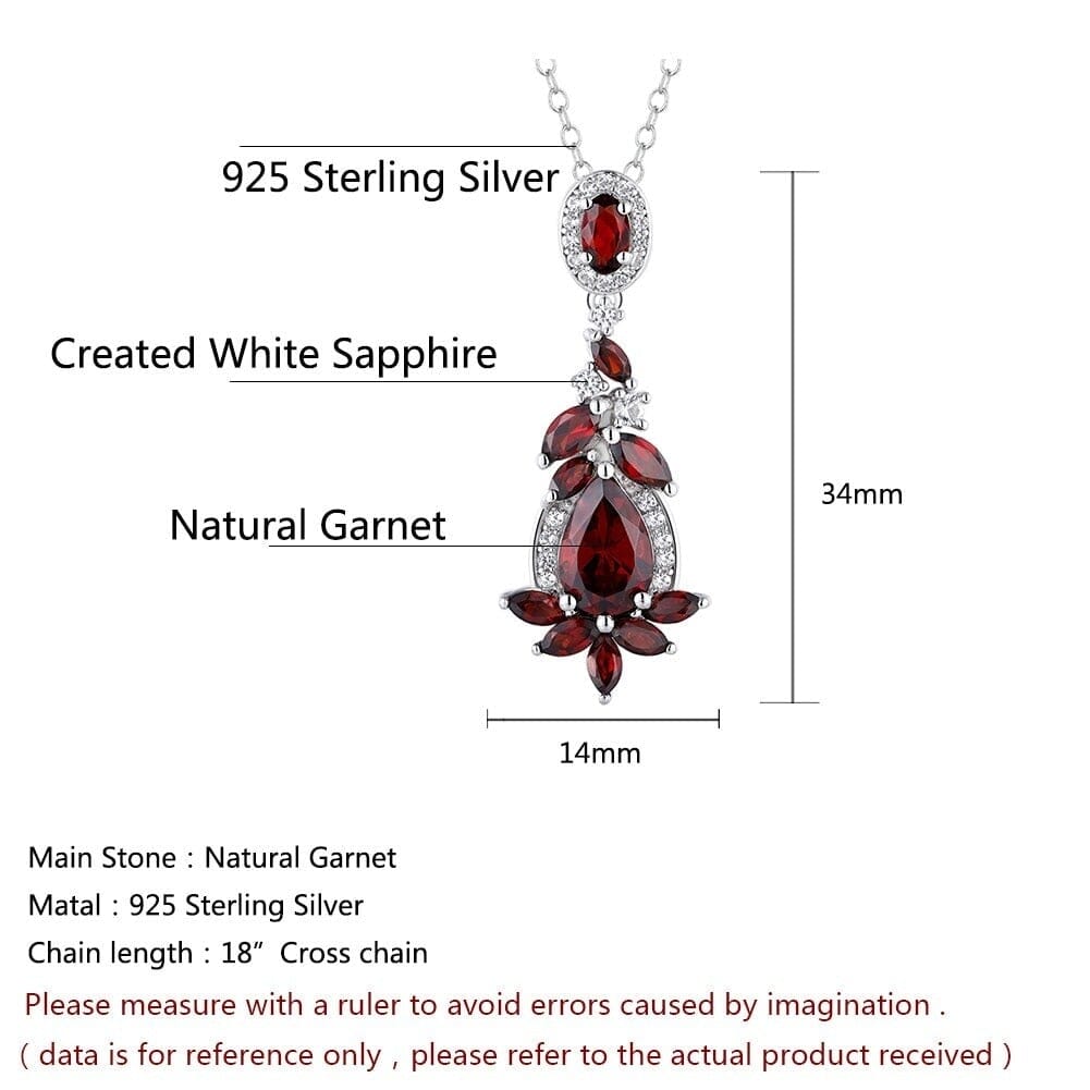 Handmade Garnet Pendant Necklace - 925 Sterling SilverNecklace