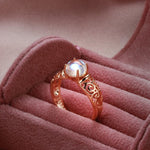 Fancy Moonstone Hollow Pattern Ring - 585 Rose GoldRing