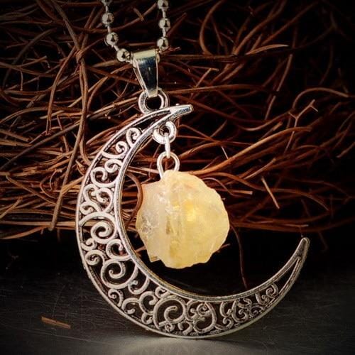 Natural Healing Crystal Moon Pendant NecklaceNecklaceStone of Patience