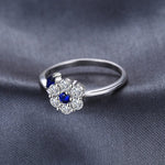 Girl Fashion Flower Created Sapphire Ring - 925 Sterling SilverRing