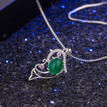 Pure Natural Diamond and Emerald Pendant Necklace - 925 Sterling SilverNecklace