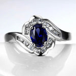 Lovely Oval Sapphire Blue Ring - 925 Sterling SilverRing6