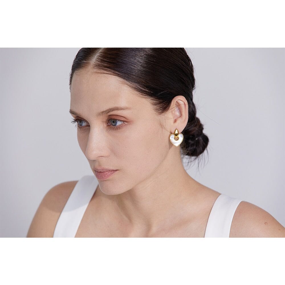 Elegant Natural Shell Heart Stainless Steel Stylish Delicate EarringsEarrings