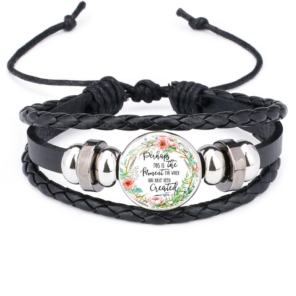 Scriptures Proverbs Charm Leather Wrap Bangle BraceletBracelet3