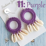 Fashion Boho Beach Puka Shell Crochet EarringsEarringspurple