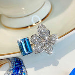Luxury Floral Dark Blue Sapphire Adjustable RingRing