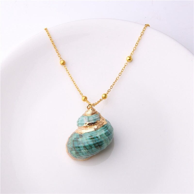 Boho Shell Necklace Sea Shell Chain Pendant NecklaceNecklace5 about 2cm