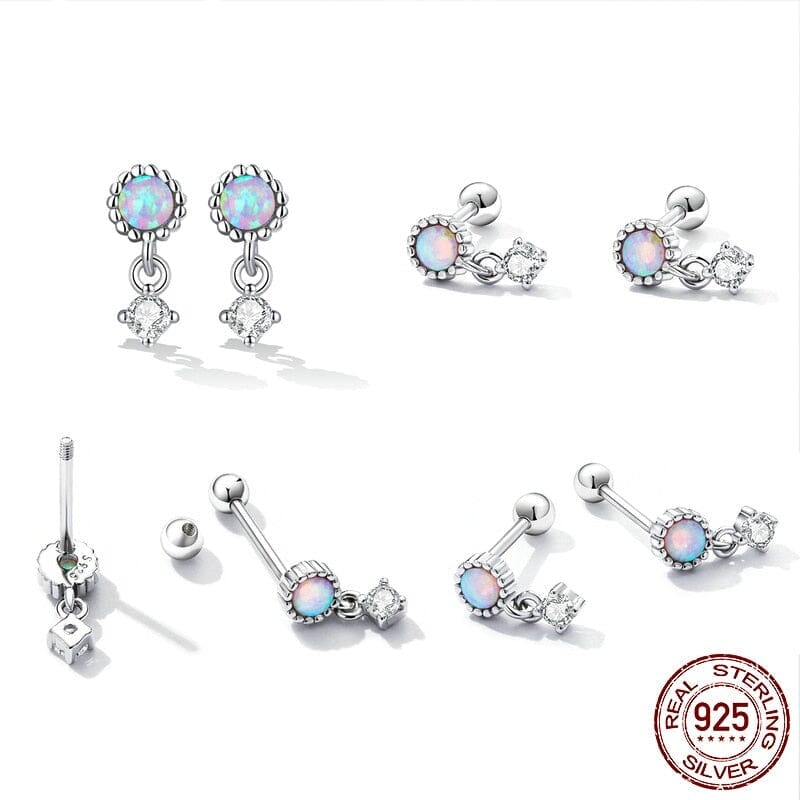 Simple - Style Opal Drop Earrings - 925 Sterling SilverEarrings