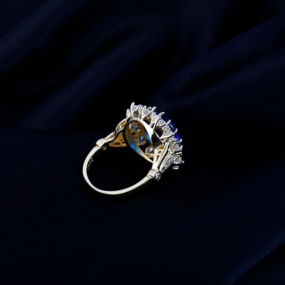 Luxury Sapphire Zircon Golden RingRing