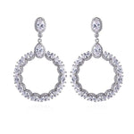 Round Flower CZ Crystal Dangle EarringsEarringsPlatinum Plated