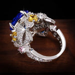 Vintage Jewelry Big Sapphire Ring 925 Sterling SilverRing
