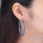 BOHO Silver/Blue & Gold/White Crystal Hoop EarringsEarrings
