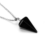 Crystal Quartz Healing Amulet Pendulum NecklacePendulumBlack Onyx