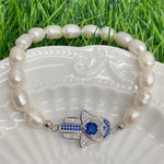 Simple Style Boho Virgin Mary Natural Freshwater Pearl Beaded Handmade WWJD BraceletBracelettype717cm