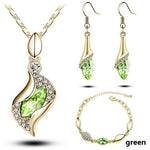Elegant Party Crystals Jewelry SetJewelry SetGold Green