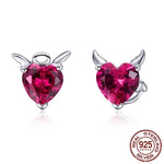 Little Evil and Angel CZ Garnet Earrings - 925 Sterling SilverEarrings